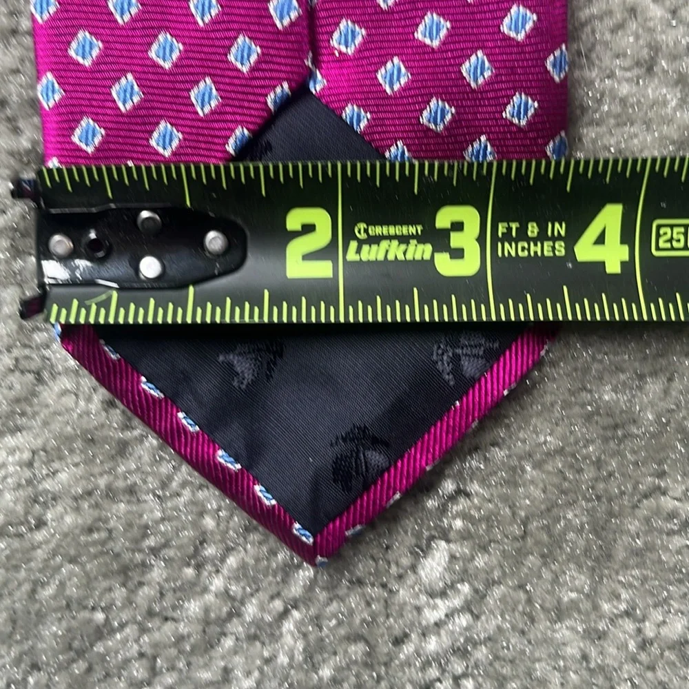 Brooks‎ Brothers Silk Tie Mens Magenta Purple Blue Geometric Diamond Pattern